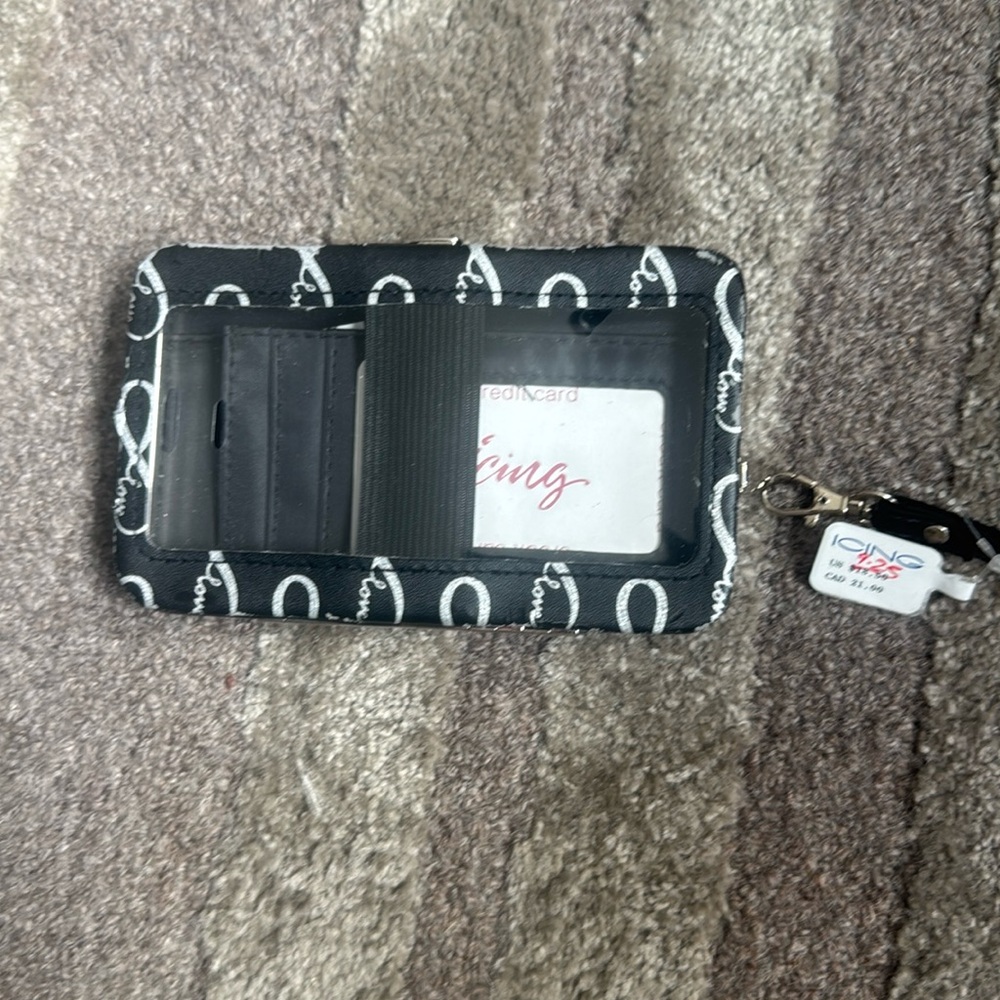 NWT wallet black with silver with love lettering/ingraving